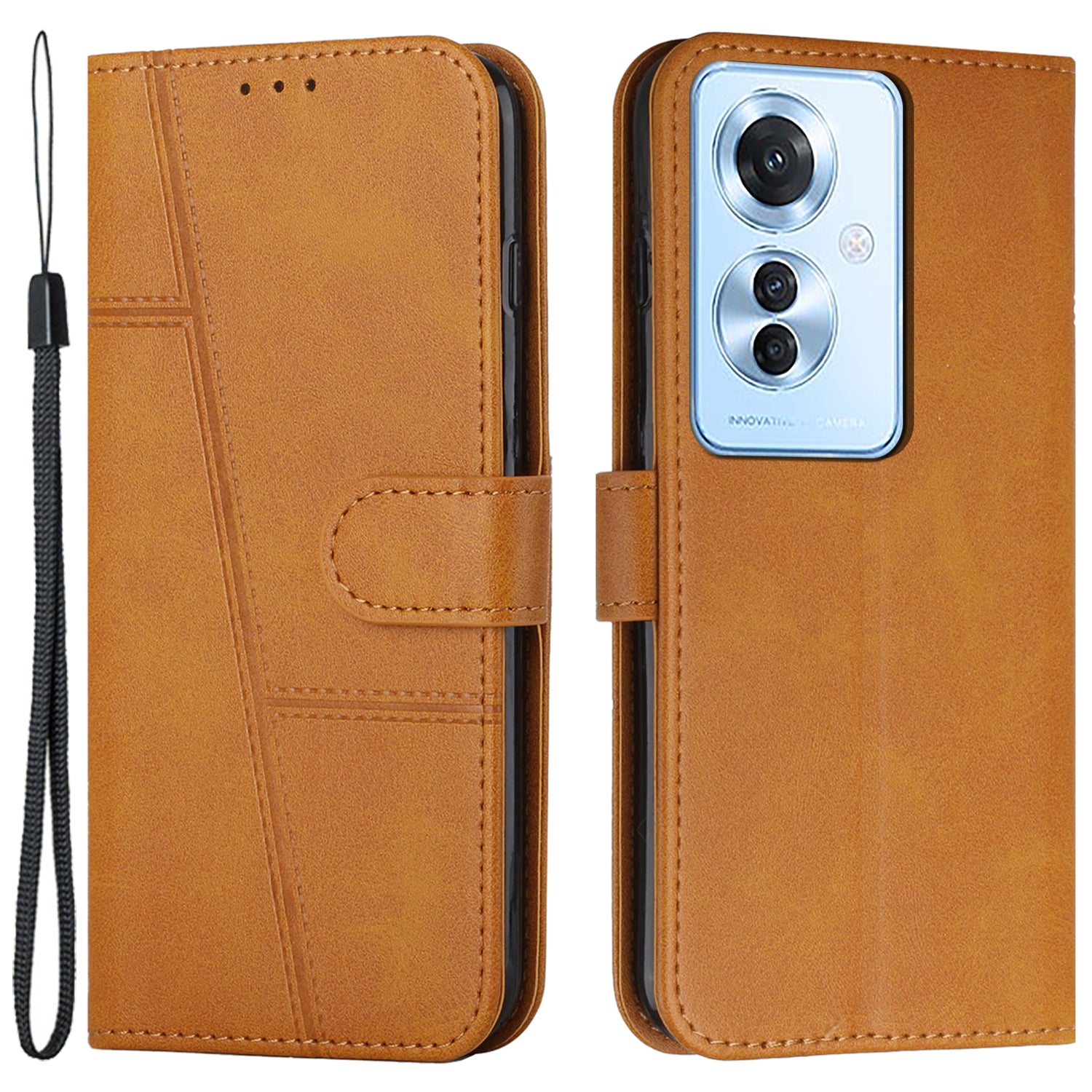 For Oppo Reno11 F 5G / F25 Pro 5G Case PU Leather Calf Texture Phone Cover with 3 Card Holder For Oppo Reno11 F 5G / F25 Pro 5G Case PU Leather Calf Texture Phone Cover with 3 Card Holder